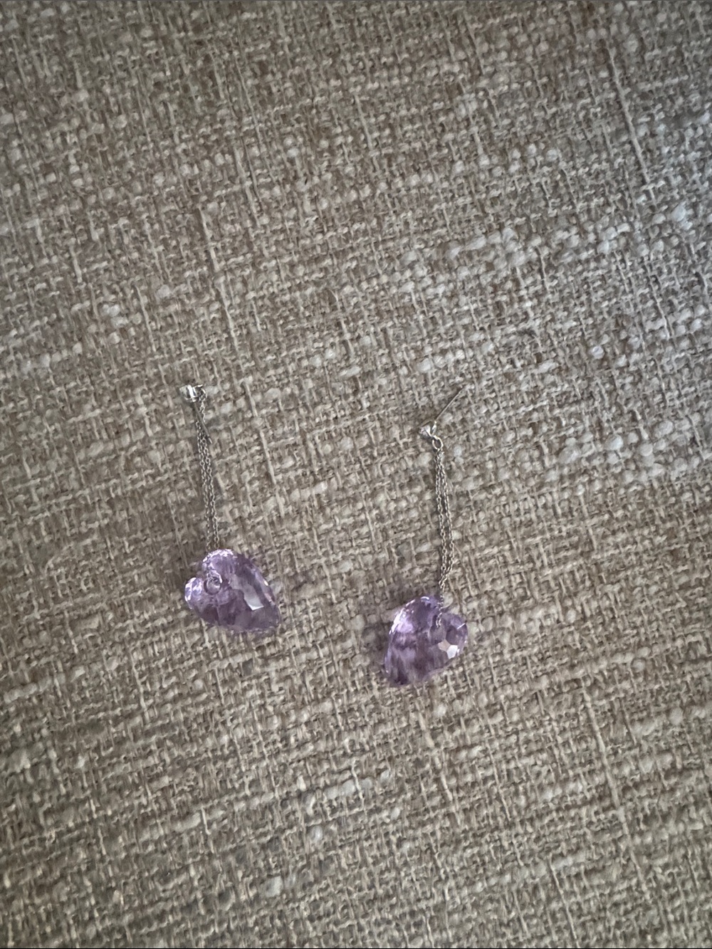 Swarovski Lavender Crystal Heart Drop Earrings